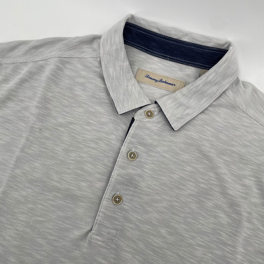 Tommy Bahama Polo Shirt Mens XL Gray Space Dye Modal Blend Short Sleeve Casual